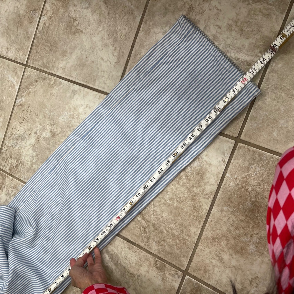 Abercrombie & Fitch 90s Relaxed High Rise Hickory Stripe Jeans Blue White 16LONG - Picture 7 of 13